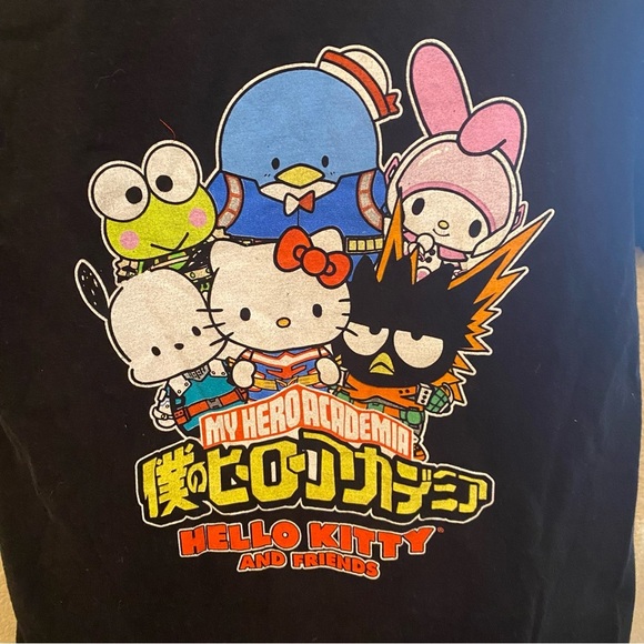 SANRIO My Hero Academia x Hello Kitty and Friends Black T-Shirt Size Small - Picture 2 of 4